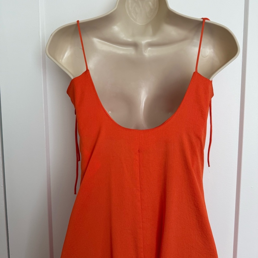 Sandro - Praline Ruched Satin-crepe Midi Dress - Orange Tomato - Picture 8 of 13